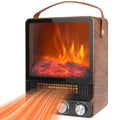 Segmart Portable Electric Fireplace Heater, 750W/1500W Tabletop Space Heater w/3D Flame Effect, Walnu