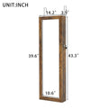 6 LEDs Mirror Jewelry Cabinet, Wall Door Mounted Jewelry Organizer Box, Jewelry Armoire Cabinet with Full Length Mirror, Lockable Jewelry Mirror Organizer with 2 Drawers, Bracelet Rod, Girl's Gift
