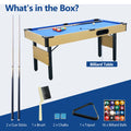 SEGMART 6 Ft Folding Pool Table, Multifunctional Billiard Table, Dining Table, Indoor Game Table, All Accessories Included, Beige with Blue Felt