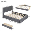 Full-Size Upholstered Platform Bed with Trundle, Upholstered Bedframe w/2 Storage Drawers for Kids, Teens, Mattress Foundation for Bedroom, Guestroom, Dorm, No Box Spring Required, Gray