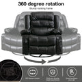 PU Leather Electric Massage Swivel Recliner Chair with Remote Control, Larg Recliner Chair for adult, Heavy Duty Electric Massage Rocking Chair Recliners Sofa Lounge Chair for Living Room, Black