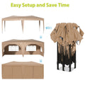 10'x20' Pop Up Outdoor Canopy with Adjustable Leg Heights, SEGMART Foldable Gazebo Tent with Carry Bag, Portable Event Instant Tent Gazebo with Removable Sidewalls for Parties Wedding Camping, Beige
