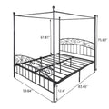 Queen Size Metal Canopy Bed Frame, Platform Bed Frame Morden Design Heavy Duty Steel Slat Support, with Headboard and Footboard, No Box Spring Required, Black
