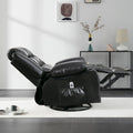 Massage Swivel Rocker Recliner Chair with Vibration Massage and Heat, Ergonomic PU Leather Sofa Lounge Chair for Living Room with Side Pocket, 2 Cup Holders USB Charge Port, black