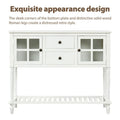Clearance! 42'' x 14'' x 34'' Console Table with 2 Drawers and 2 Glass Cabinet, Wood Buffet Sideboard Desk with Bottom Shelf, Retro Tall Console Table Entryway Table Accent Table, 114lbs, White, S555