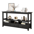 57.9" 3-Tier Vintage Console Table with 3 Drawers, Buffet Sideboard Hallway Foyer Table with Storage Shelves, Narrow Long Sofa Entryway Table for Living Room, Kitchen Counter, Black