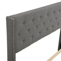 Upholstered Platform Queen Bed Frame, Grey Button Tufted Platform Queen Bed Frame with Headboard, Linen Fabric Bed Frame with Wood Slat Support, Box Spring Needed, Easy Assembly, 500lbs, Grey, SS11