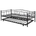 Twin Daybed with Trundle Included, SEGMART Twin Trundle Bed Frame with Metal Slat Support, Trundle Beds for Kids Teens Adults, Daybed for Bedroom Guest Room, Bed Frame No Box Spring Needed, Black