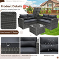 Outdoor Patio Conversation Set, 4 PCS All-Weather PE Rattan Sectional Cushioned Sofa with Table and Storage Box, Manual-Woven Wicker Couch Chair Set, Outdoor Patio Deck Garden Bistro Set, B864