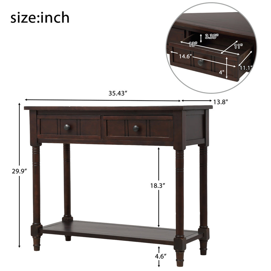 Entry Table with Drawers, SEGMART Wooden Console Table Sofa Table with Storage, Foyer Table Entryway Table with Shelf, Modern Console Table for Living Room Entryway Hallway Foyer Study, Espresso,H2320