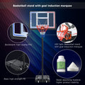 44 Inch Basketball Hoop for Kid, 4.8-10FT Height Adjustable Basketball Goal Outdoor, Portable Backboard System w/ 2 Wheels, Fillable Base, Basketball Goal System for Youth/Teens/Adult, Indoor/Outdoor