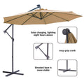 Patio Umbrella with Led Lights, 10FT Solar LED Offset Outdoor Umbrella, Hanging Cantilever Market Patio Umbrella with Crank, Cross Base, Backyard Offset Umbrella for Garden Pool Deck, 32LED