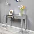 42” Mirrored Console Table with 2 Drawers for Entryway/Hallway, Silver Bedroom Desk Mirror Makeup Table Sofa Tables with Crystal for Living Room