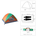 Family Tents for Camping Bundle, Camping Tent Sun Dome Tent with Camping Accessories, Camping Instant Tent for 2-Person Double Door, Orange & Green, S10421