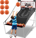 Foldable Indoor Basketball Arcade Game for All Players, SEGMART Dual Shot Indoor Basketball Game with Electronic Scorer, Portable Basketball Hoop Arcade with 8 Game Modes, 6 Balls for 2 Players