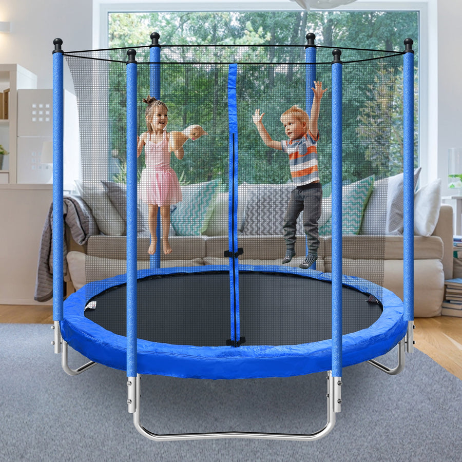 8FT Trampoline Outdoor, Safety Kid Trampoline with Enclosure Net -Astm Certified- With Heavy Duty Jumping Mat and Spring Cover Padding, Small Trampoline for Kids Ages 6-12