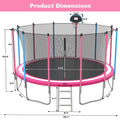 16FT Trampoline with Basketball Hoop, Blue Outdoor Trampolines Recreational Kids Trampoline with Enclosure Net Outdoor for 3-5 Kids, L