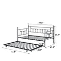 Daybed with Trundle Bed Twin Size, SEGMART Metal Trundle Bed Frame Twin Daybed Frame, Twin Daybed with Metal Slat Support, Daybed for Bedroom Guest Room, No Box Spring Needed, Black