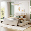 Full-Size Upholstered Platform Bed with Trundle, Upholstered Bedframe w/2 Storage Drawers for Kids, Teens, Mattress Foundation for Bedroom, Guestroom, Dorm, No Box Spring Required, Gray