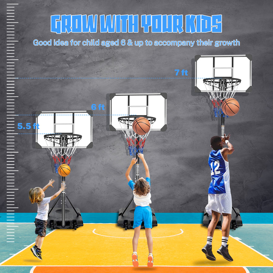 Basketball Hoops for Kids, SEGMART 6.88'-7.45' Adjustable Portable Basketball Hoop, Basketball Goal Outdoor Basketball Hoop with Backboard/Metal Stand, Indoor Outdoor Basketball Game Play Set,LLL4411
