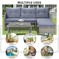 4 Piece Patio Furniture Set, All-Weather Outdoor Sectional Sofa Set, PE Rattan Conversation Set with Storage Box, Table & Cushions, Wicker Furniture Couch Set for Patio Deck Garden Poolside Yard, B862