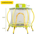 4FT Trampoline with Safety Enclosure Net for Kids, Toddler Mini Trampoline with Basketball Hoop, Ball, Indoor Outdoor Recreational Trampoline with Arc Designed, Gift for Boys & Girls, Light Yellow