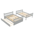 SEGMART Gray Full over Full Bunk Bed with Trundle, Solid Wood Full Bunk Bed with Ladder, Full Size Detachable Bunk Bed Frame for Kids, Boys, Girls, Teens, No Box Spring Needed, LLL1476