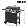 SEGMART 4 Burner BBQ Propane Gas Grill, Stainless Steel 34,200 BTU Patio Garden Barbecue Grill with Two Foldable Shelves & Thermometer, Perfect for Camping, Outdoor Cooking