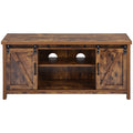 Entertainment Center TV Stands with 2 Cable Management, Farmhouse Wood TV Media Console for TVs up to 65", Modern TV Stand with Side Cabinets and Adjustable Leg for Living Room, Brown, S783