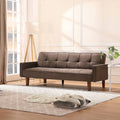Square Arm Sleeper, Plush Futon Couches Furniture for Living Room, Upholstery Loveseats Recliner Sofa with, Convertible Sofa with 5 Legs, Adjustable Back Twin Size Sofa, Brown, SS388