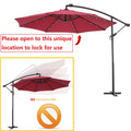 Patio Umbrella with Led Lights, 10FT Solar LED Offset Outdoor Umbrella, Hanging Cantilever Market Patio Umbrella with Crank, Cross Base, Backyard Offset Umbrella for Garden Pool Deck, 32LED