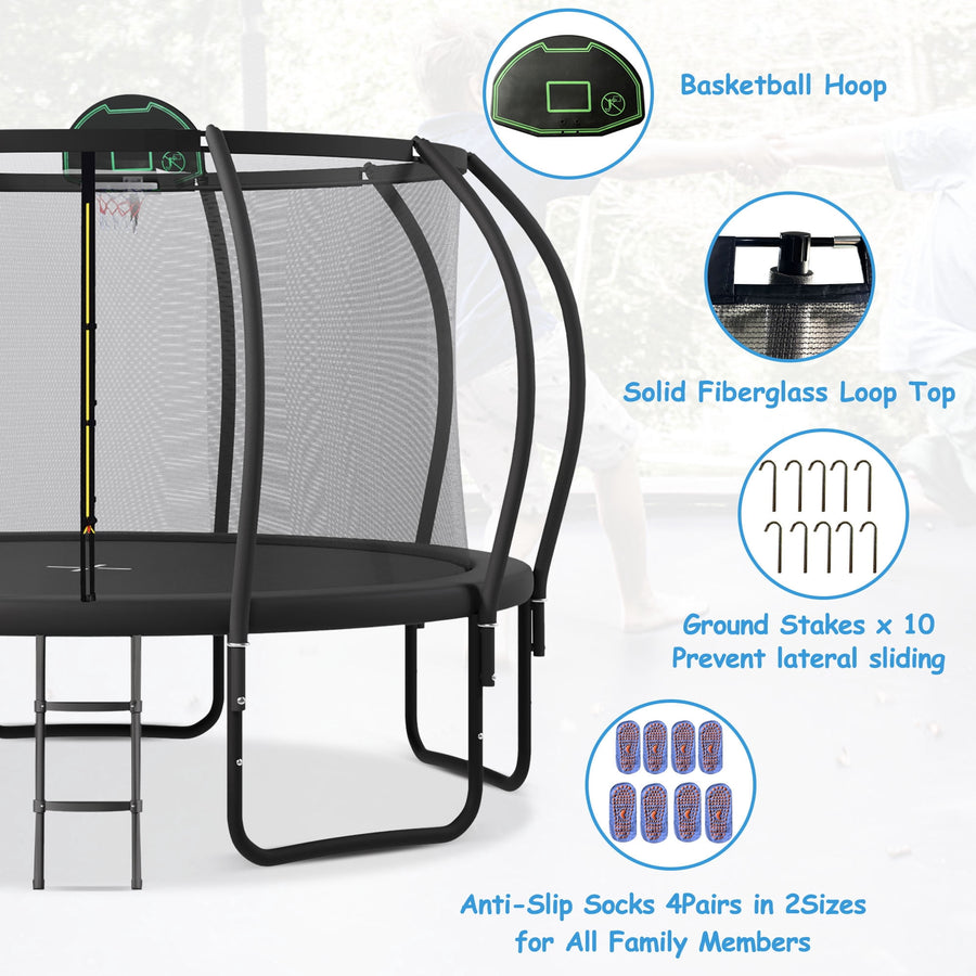 SEGMART 12FT Trampoline for Kids, New Upgraded 12-Feet Outdoor Trampoline with Safety Enclosure Net Jumping Mat and Spring Cover Padding, Heavy-Duty Round Backyard Bounce Jumper Trampoline