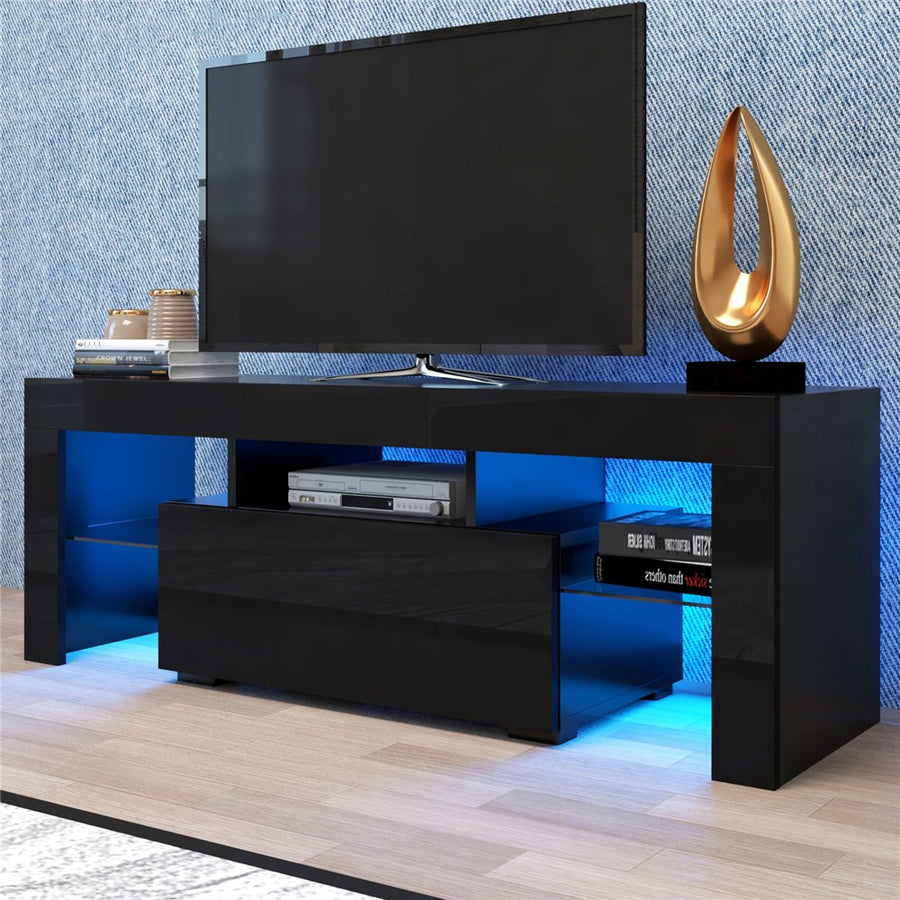 Segmart TV Stand Livingroom Furniture with LED Lights, Modern High Gloss Entertainment Center with 2 Storage Drawers and Open Shelves for Up to 70 Inch TVs, Television Stands Console Table, S9801