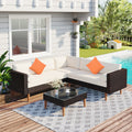 SEGMART 4 Pieces Outdoor Patio Furniture Set, All-Weather Sectional Wicker Sofa with Colorful Pillows & Table, Patio Conversation Set for Garden, Poolside, Porch