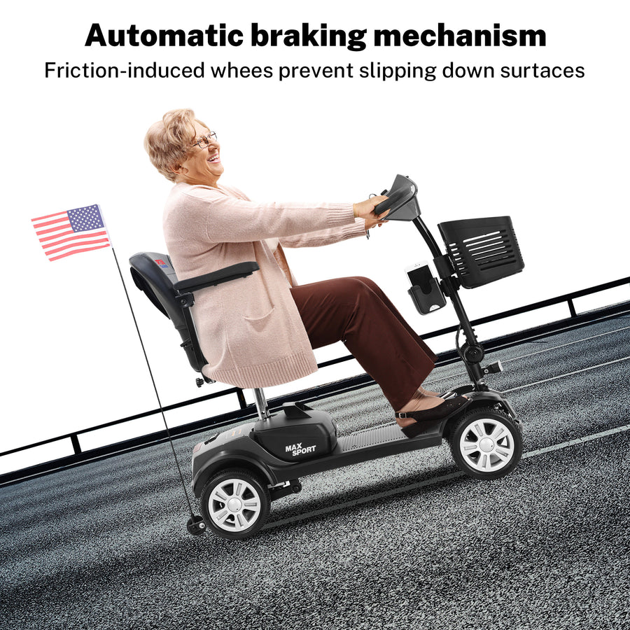 Electric Mobility Scooter, Outdoor Compact Motorized Scooter with 2 in 1 Cup & Phone Holder, Heavy Duty Power Scooter for Seniors, Easy Assembly, 300lbs, Grey, SS1948