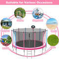 16FT Trampoline with Basketball Hoop, Blue Outdoor Trampolines Recreational Kids Trampoline with Enclosure Net Outdoor for 3-5 Kids, L