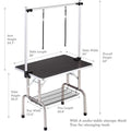 36'' Professional Dog Grooming Table, 36'' Heavy Duty Stainless Steel Frame Foldable Table w/Adjustable with Arm/Noose/2 No-Sit Haunch Holder, Capacity Up to 330lbs, S12016