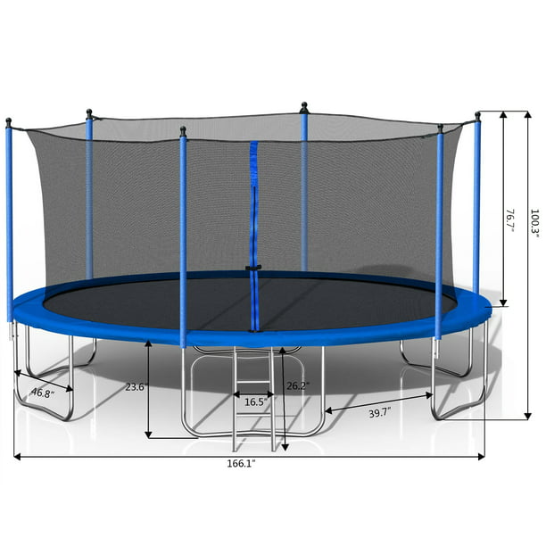 Outdoor Trampoline for Kids, New Upgraded 14' Outdoor Trampoline with Safety Enclosure Net and Ladder, Heavy-Duty Round Trampoline for Indoor or Outdoor Backyard, L