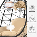 Outdoor Swinging Egg Chair, Patio Wicker Hanging Chairs with Stand, UV Resistant Hammock Chair with Comfortable Cushion, Durable Indoor Swing Egg Chair for Garden, Backyard, L3958