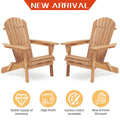 Adirondack Chair Set of 2, Outdoor Folding Wood Patio Lounge Chair for Deck/Garden/Backyard/Pool/Beach, 220lbs Weight Capacity, Light Brown