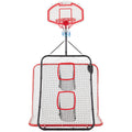All-in-one Outdoor Sports Set with Football Net, Baseball Net, 5-in-1 Combo Outdoor Sports Center with Soccer Goal, Lacrosse Net, Heavy-duty Basketball Hoop with Durable Net, Metal Frame, Multicolor