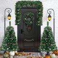SEGMART Pre-lit Christmas Trees Set, 4PCS Artificial Christmas Decor Set with 2 Christmas Tree, Christmas Garland and Pine Wreath, Decorations for Home, Party, Indoor, Outdoor, SS041
