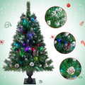 SEGMART Pre-lit Christmas Trees Set, 4PCS Artificial Christmas Decor Set with 2 Christmas Tree, Christmas Garland and Pine Wreath, Decorations for Home, Party, Indoor, Outdoor, SS041