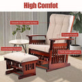 Segmart Glider Rocker and Ottoman Set, Retro Caramel Finish with Beige Cushions, Smooth Rocking Motion Rustic Style Rocking Chair, Easy to Assemble, Solid Wood Base, SS01