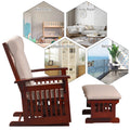Segmart Upholstery Glider Rocker and Ottoman Set, Retro Caramel Finish with Beige Cushions, Smooth Rocking Motion Rustic Style Rocking Chair, Easy to Assemble, Solid Wood Base, Cherry