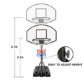 Kids Patio Basketball System, Portable Poolside Basketball Stand with 17'' Backboard and Ball, Shatterproof PVC Hoop Basketball System for Indoor & Outdoor, SS2382
