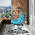 Patio Lounger Egg Chair, Outdoor Hanging Chaise Swing Egg-Shaped Chair w/Hanging Kits, Durable All-Weather UV Wicker Patio Rattan Lounge Chair for Bedroom, Patio, Deck, Yard, Garden, 350lbs, SS1993