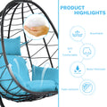 Patio Lounger Egg Chair, Outdoor Hanging Chaise Swing Egg-Shaped Chair w/Hanging Kits, Durable All-Weather UV Wicker Patio Rattan Lounge Chair for Bedroom, Patio, Deck, Yard, Garden, 350lbs, SS1993