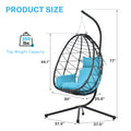 Patio Lounger Egg Chair, Outdoor Hanging Chaise Swing Egg-Shaped Chair w/Hanging Kits, Durable All-Weather UV Wicker Patio Rattan Lounge Chair for Bedroom, Patio, Deck, Yard, Garden, 350lbs, SS1993