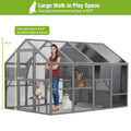 Segmart Cat House Outdoor Catio, 108.7'' Weatherproof UV Proof Walk-in Catio Large Cat Enclosure Surper Large for 15-20 Cats, Cat Cage Iguana Cage with Sunshine Board & Bouncy Bridge, Dark Grey